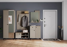 Szekrény tükörrel, szürkésbarna Taupe/silverjack tölgy, DOMCA 2D