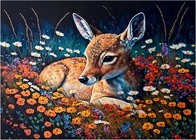 Üveg kép - Festett szarvas (70x50 cm)