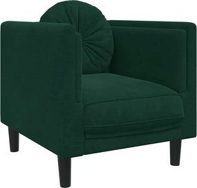 vidaXL sötétzöld bársony kanapéfotel párnával