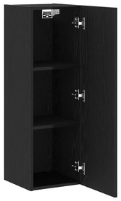Falra Szerelhető TV Szekrények - 2 db, Fekete Tölgy, 30.5 x 30 x 90 cm, Mérnöki Fából