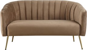 Design kétszemélyes kanapé, barna Velvet szövet/gold króm-arany, BAGY
