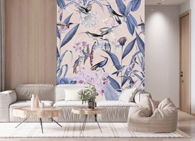 Gario Fotótapéta Kék virágok madarak természete - Andrea Haase Anyag: Vlies, Méret: 150 x 210 cm