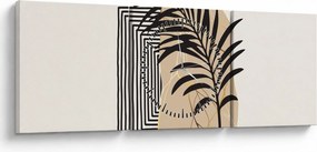 Kép - Absztrakció trópusi levelekkel N⁰3 (órával) (90x30 cm)