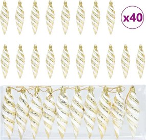 vidaXL Karácsonyi Spirális Alakú Gömb 40 pcs Arany Műanyag