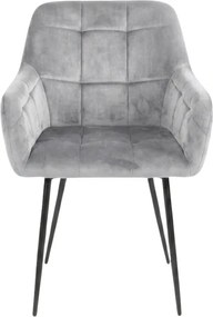 Szürke LOREN VELVET étkezőszék fekete lábakkal