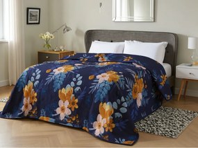 Ágytakaró FLOWERISH HEXAGON sötétkék Méret: 170 x 210 cm