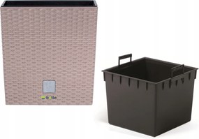 Virágtartó négyzet alakú rattan betét 26x26x26cm mocca