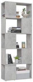 betonszürke térelválasztó könyvszekrény 60 x 24 x 155 cm