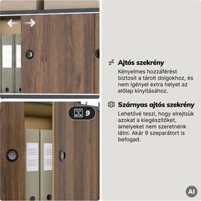 Iratrendező polc zárható szekrénnyel, irodai, nyitott polcok, fém antracit/dió, 800x2200x400 mm: ARIEL Eco Design