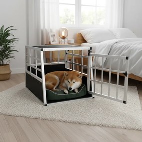 BRUNO kutyaszállító box, 70x54x51cm, ezüst/fekete Cadoca