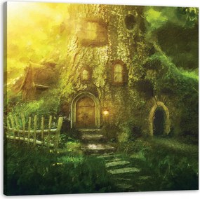 Vászonkép Ház a fában Olajfestmény 50X50 cm Ajándéknak is tökéletes