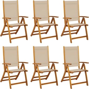 vidaXL 6 db tömör akácfa és textilén összecsukható kerti szék