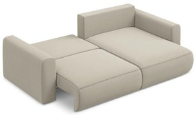 Bézs bársony kinyitható-tárolóhelyes sarokkanapé (jobb oldali-heverő résszel) Kapua – Makamii