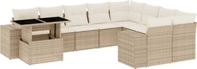 vidaXL 10 részes bézs polyrattan kerti ülőgarnitúra párnával
