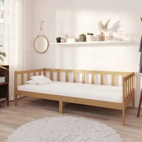 mézbarna tömör fenyőfa dívány matraccal 90 x 200 cm