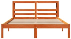 viaszbarna tömör fenyőfa ágykeret fejtámlával 120 x 200 cm
