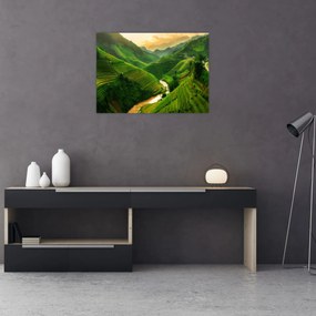 Üveg kép - Mu Cang Chai rizsteraszok (70x50 cm)