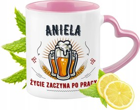 Angyalos bögre Rózsaszín, szív alakú füllel Kávé ajándék