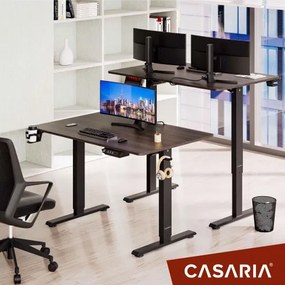 Casaria® Állítható magasságú barna irodai íróasztal - 110x60x118 cm