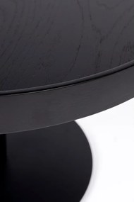 Fekete kerek dohányzóasztal tölgyfa dekoros asztallappal ø 56 cm Yuri M – White Label