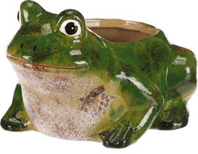 Kerámia virágtartó béka formában zöld