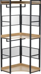 Sarokállvány polccal, tölgy/fekete, KILOS NEW TYP 5