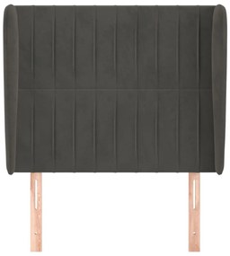 sötétszürke bársony fejtámla szárnyakkal 83 x 23 x 118/128 cm