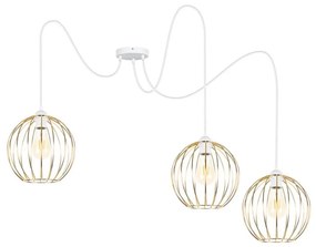 Csillár zsinóron MATT 3xE27/60W/230V pók fehér/arany