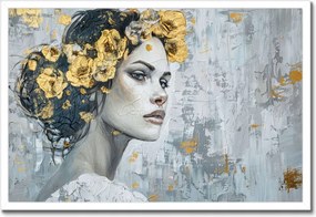 Poszter fehér keretben 60x40 Lány arany koszorúval
