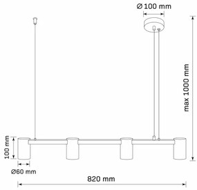 Csillár zsinóron MARIBEL 4xGU10/10W/230V fekete