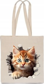 Öko Táska Pamut ekrü lyuk Macska Cica cica TT_537_e
