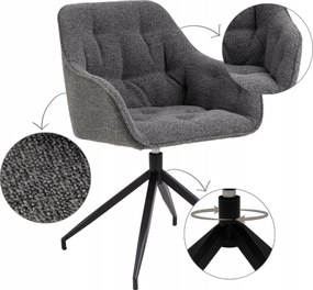 Kényelmes Forgószék Antracit Szürke Kárpitozott Nappali Étkező