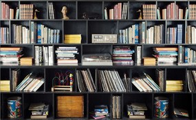 Fotótapéta Könyvespolc Retro Zene Vintage vinyl 368x280 +ragasztó