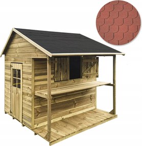 Zuza Fa kerti házikó gyerekeknek 4iQ-tól piros zsindely Szett