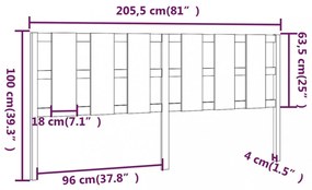 tömör fenyőfa ágyfejtámla 205,5x4x100 cm