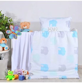 EMI elefántos türkízkék gyerek ágyneműhuzat, A standard egyszemélyes ágy szett tartalma: 1x 140x200 + 1x 70x90