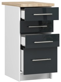 Alsó konyhaszekrény Ozara S40 SZ4 (fehér + fényes grafit). Akció -16%. 1071105