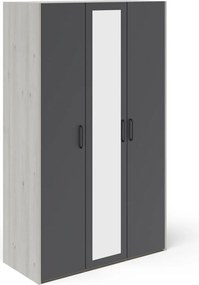 Malmo 3 ajtós ruhásszekrény, Fehér tölgy / Antracit, 120 x 52 x 200 cm