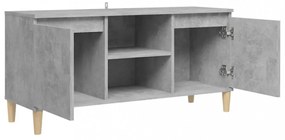 betonszürke TV-szekrény tömör falábakkal 103,5 x 35 x 50 cm