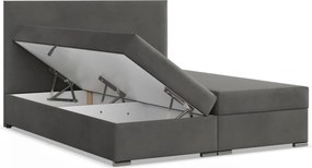 Agen ágy, bársony, 180 x 200, ágyneműtartóval, sötétszürke