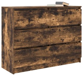 sonoma tölgy színű szerelt fa tálalószekrény 100x35x76 cm