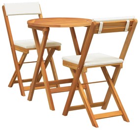 vidaXL Kert étkező szett párnával 3 pcs Olaj Természetes Tömör Akácfa