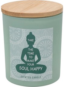 Soul Happy illatgyertya, réti szellő illata, 7 x 8,5 cm, 300 g, zöld