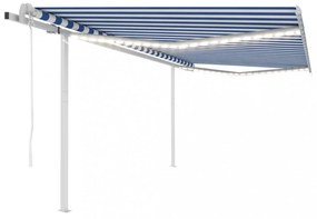 kék/fehér automata szélérzékelős és LED-es napellenző 4 x 3,5 m