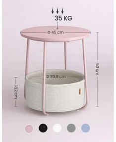 Kisasztal NOIRA rózsaszín/fehér