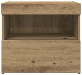 Éjjeli asztal LED lámpákkal Kézműves tölgy 50x40x45 cm