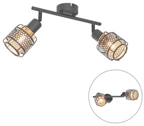 Design mennyezeti lámpa fekete arannyal 2 lámpás - Noud
