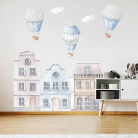INSPIO Fali matrica - Kék hőlégballonok