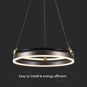 LED Csillár zsinóron LED/20W/230V 3000K átm. 42 cm barna