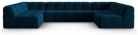 Sötétkék bársony sarokkanapé ("U" alakú) Kendal – Micadoni Home